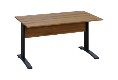 EPK 28 - 14 stůl kancelářský, kovová podnož černá, deska 25 mm, široký 1400 mm, ořech světlý